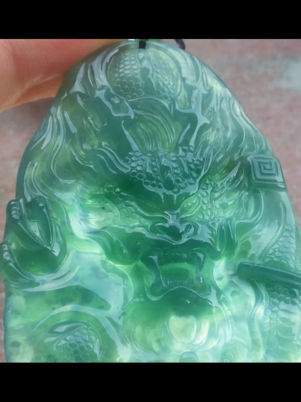 Certificate Jadeite Jade Burma Green Wealth Dragon wheel pendant
